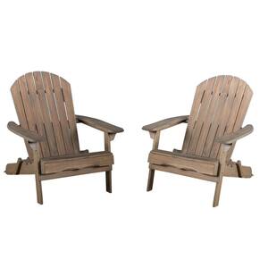 Hanlee Grey Folding Wood Adirondack Chair (2-Pack)