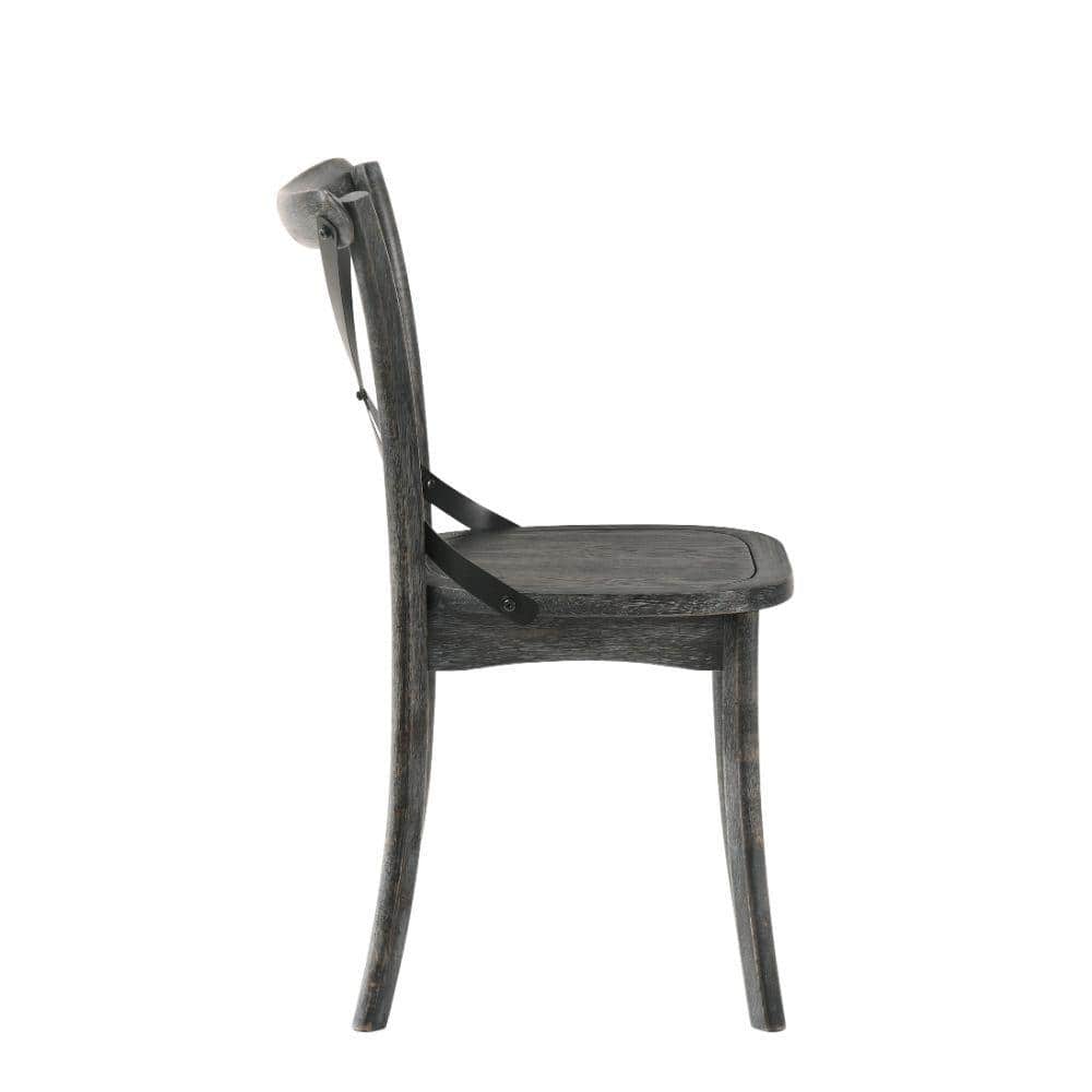 Rustic Gray High-Back Cross-Back Wooden Side Chair