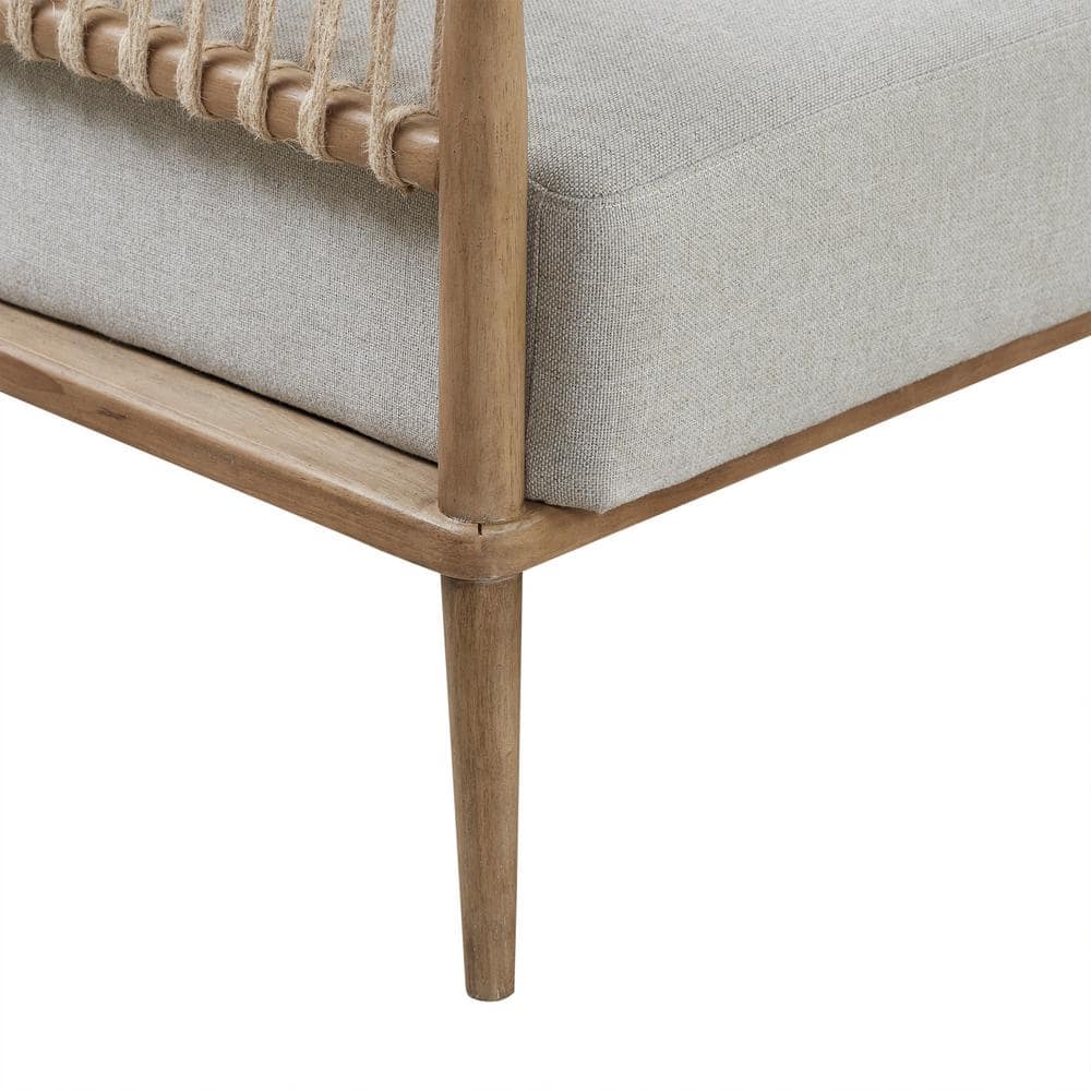 Natural Wood and Jute Rope Barrel Accent Chair
