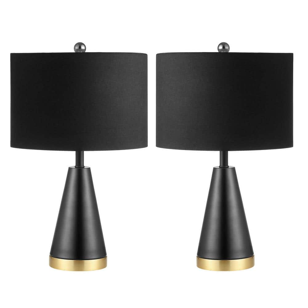 Set of 2 LED Bulbs Included SAFAVIEH Lighting Collection Penla Black/ Brass Gold 20-inch Bedroom Living Room Home Office Desk Nightstand Table Lamp