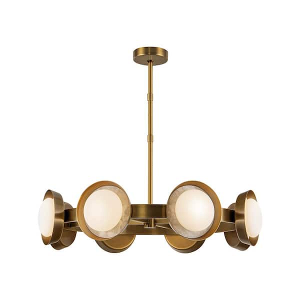 ALORA Alonso 37 in. 1-Light 30-Watt Vintage Brass Integrated LED Chandelier
