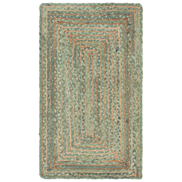 Cape Cod Green/Natural 2 ft. x 3 ft. Striped Border Area Rug