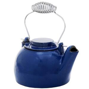 8-Cups 9.25 in. Tall Blue Cast Iron Enameled Humidifying Stovetop Kettle