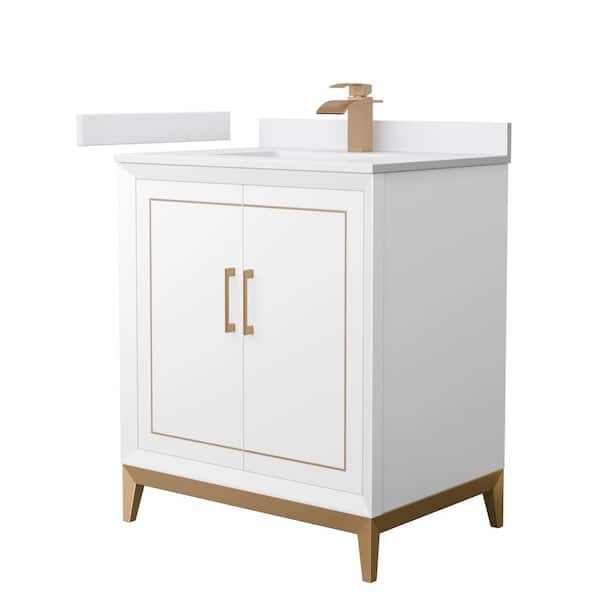 Wyndham Collection Marlena 30 in. W x 22 in. D x 35.25 in. H Single Bath Vanity in White with White Cultured Marble Top