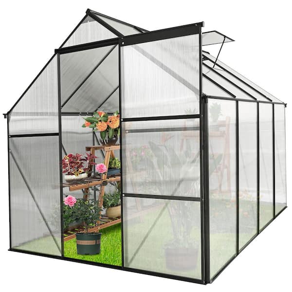 ToolCat 6 ft. x 8 ft. Walk in Polycarbonate DIY Greenhouse Raised Base and Anchor Aluminum Heavy-Duty