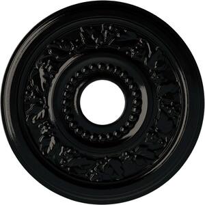 7/8 in. x 16-1/8 in. x 16-1/8 in. Polyurethane Genevieve Ceiling Medallion, Hand-Painted Black Pearl
