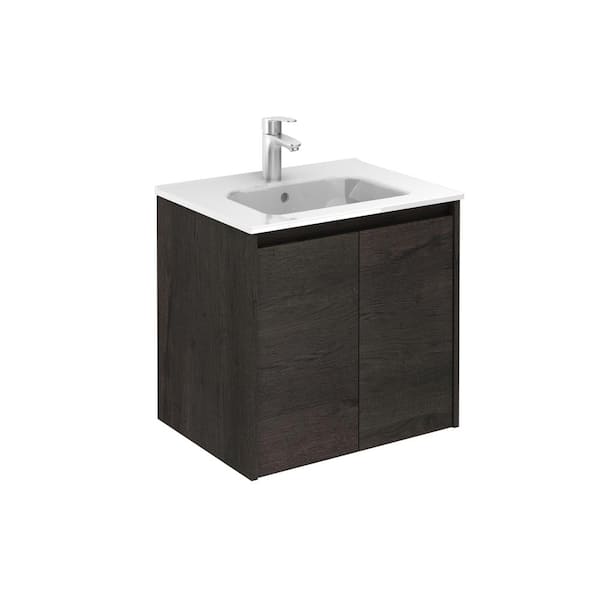 Sansa 24 in. W x 18 in. D 2/Doors Vanity in Essence Wenge with Ceramic White Basin