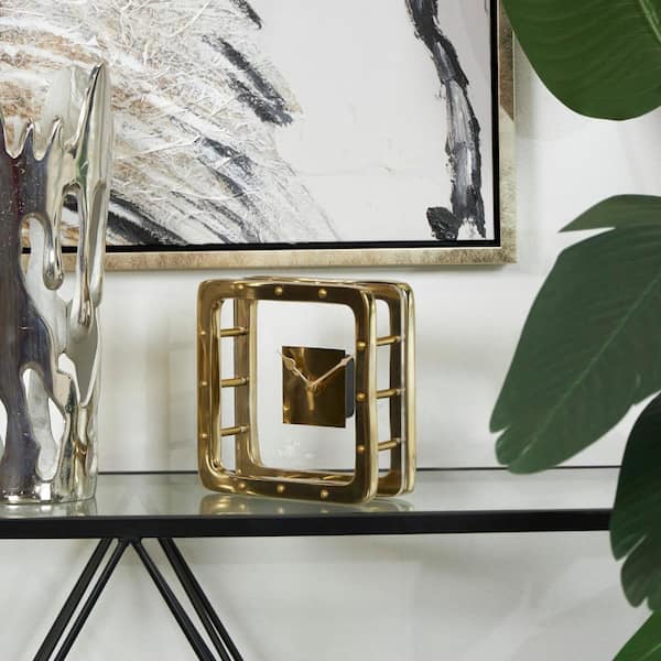 Litton Lane Gold Aluminum Geometric Floating Clock