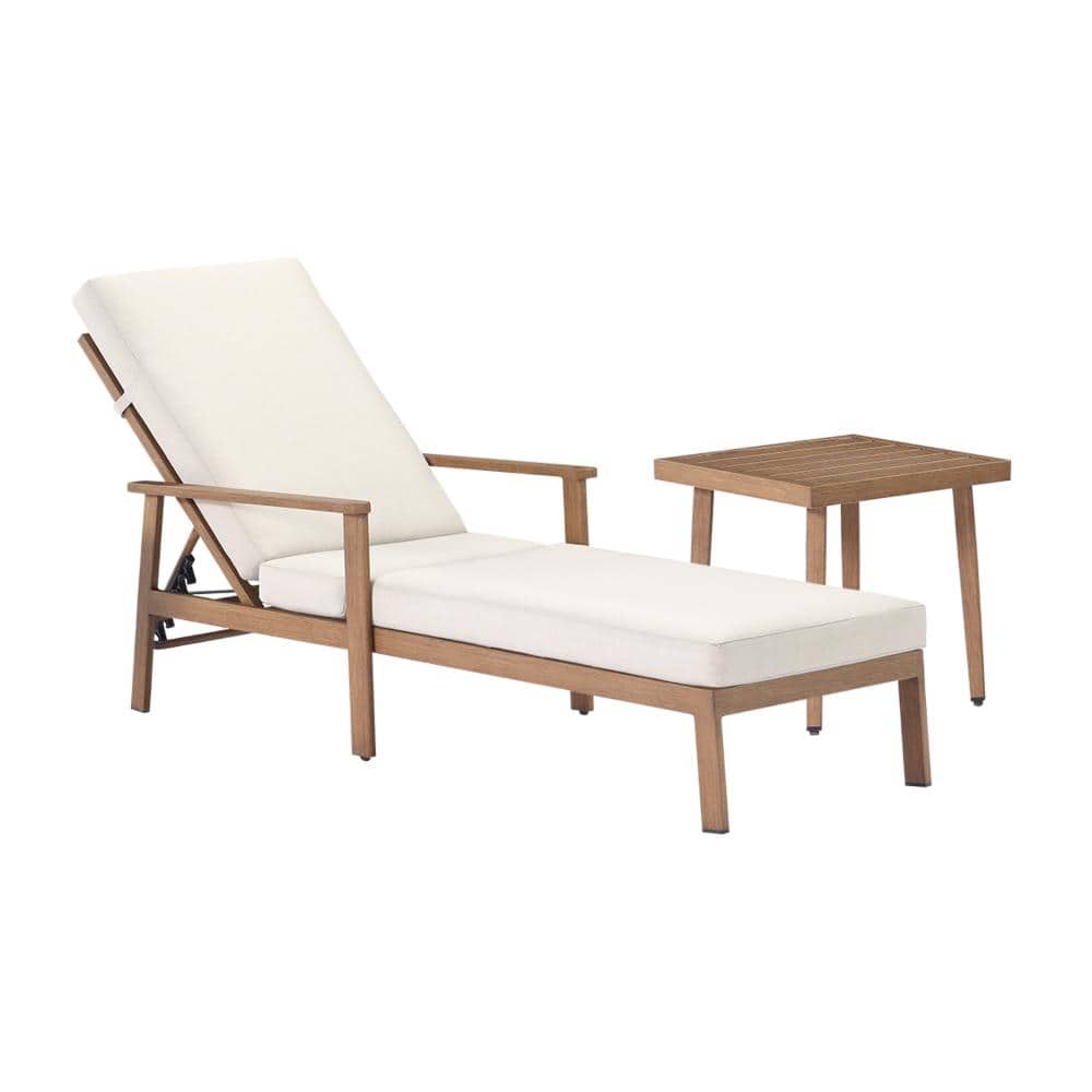2PCS Teak Outdoor Patio Aluminum Lounge Chair with CushionGuard Cushions and Side Table price history on PriceWatchPro