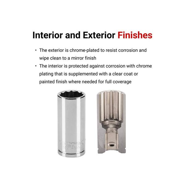 3/8 Inch Drive Shallow, Semi-Deep, and Deep 12-Point Socket Set with Rails and Trays, 45-Piece (1/4-1 in. )