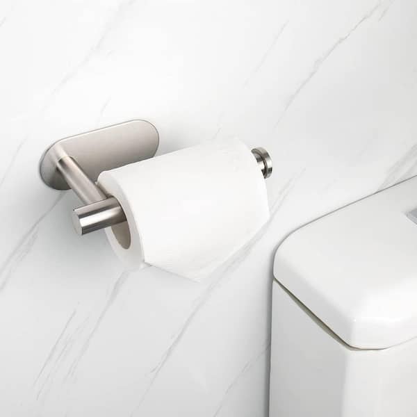 Self Adhesive Brushed Nickel Toilet Paper Holder Rustproof Stainless Steel Bathroom Kitchen No Drill 1-Pack
