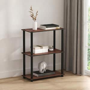 TURN-N-TUBE 29.6 in. Tall Cherry Oak/Black Wood 3-Shelf Bookcase