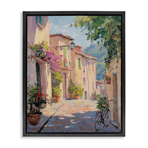 Stupell Industries Cobblestone Path City Architecture by Nini Art Black Floater Frame Abstract Graphic Art Print 21 in. x 17 in.