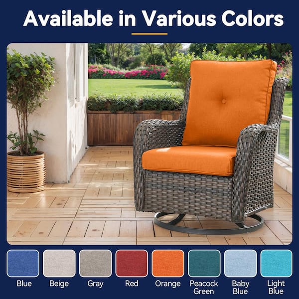 Modern 22 in. x 25 in. 8-Piece Deep Seating Outdoor Lounge Chair Cushion Set in Orange with Center Button (4-Set)