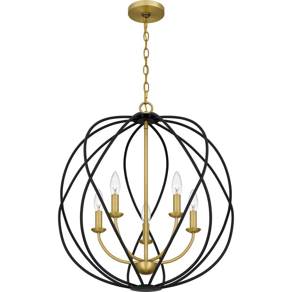 Bryn Aged Brass Globe Pendant with Open Framework Design