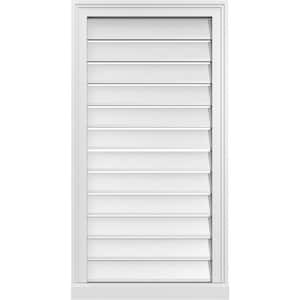 20 in. x 38 in. Vertical Surface Mount PVC Gable Vent: Functional with Brickmould Sill Frame