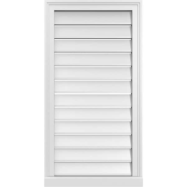 Ekena Millwork 20 in. x 38 in. Vertical Surface Mount PVC Gable Vent: Functional with Brickmould Sill Frame