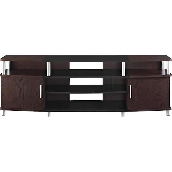 Ameriwood Home Windsor 63 in. Cherry Particle Board TV Stand Fits TVs Up to 70 in. with Storage Doors