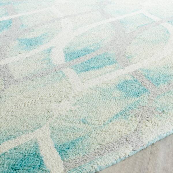 Safavieh Dip Dye Collection DDY534Q Handmade Modern Premium Wool Area Rug Green Ivory Grey 5' x 5' Square Safavieh Dip Dye Collection DDY534Q Handmade Modern Premium Wool Area Rug Green Ivory Grey 5' x 5' Square