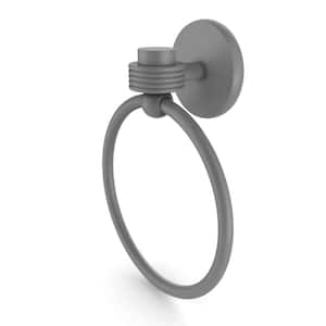 Satellite Orbit One Collection Towel Ring with Groovy Accent in Matte Gray