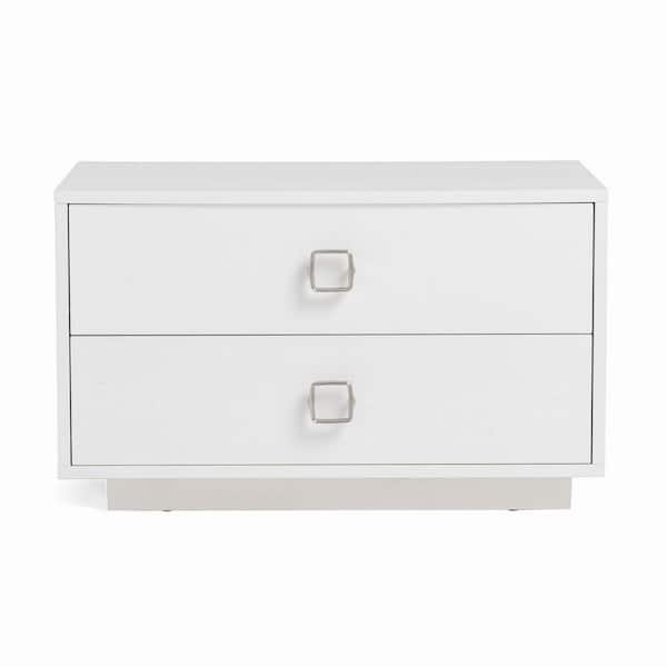 MR MODREST A and X Victoria Modern Crocodile White 2 Drawers 31.5 in. W Nightstand