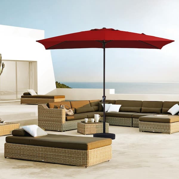 6.5 ft. x 10 ft. Steel Market Tilt Patio Umbrella in Red