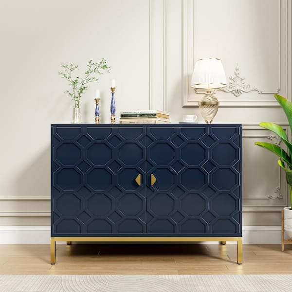 Boyel Living 26.2 in. H Freestanding Storage Cabinet 2 Door Accent Cabinet in Blue BL JH 005 BL