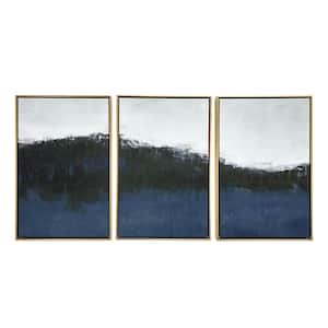 Sapphire Abstract Gold Floating Framed Canvas Abstract 48 in. x 24 in.