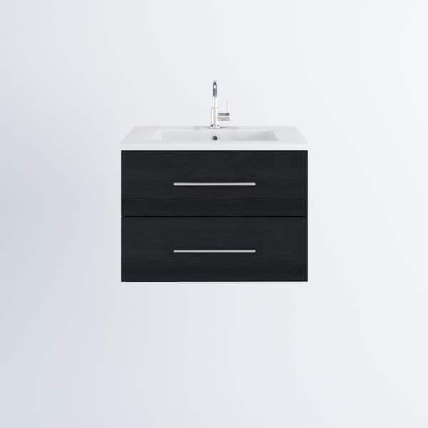 VOLPA USA AMERICAN CRAFTED VANITIES Napa 30 in. W x 20 in. D Single Sink Bathroom Vanity Wall Mounted In Black Ash with Acrylic Integrated Countertop