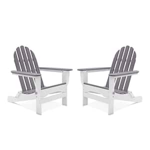 Icon White and Driftwood Recycled Plastic Folding Adirondack Chair (2-Pack)