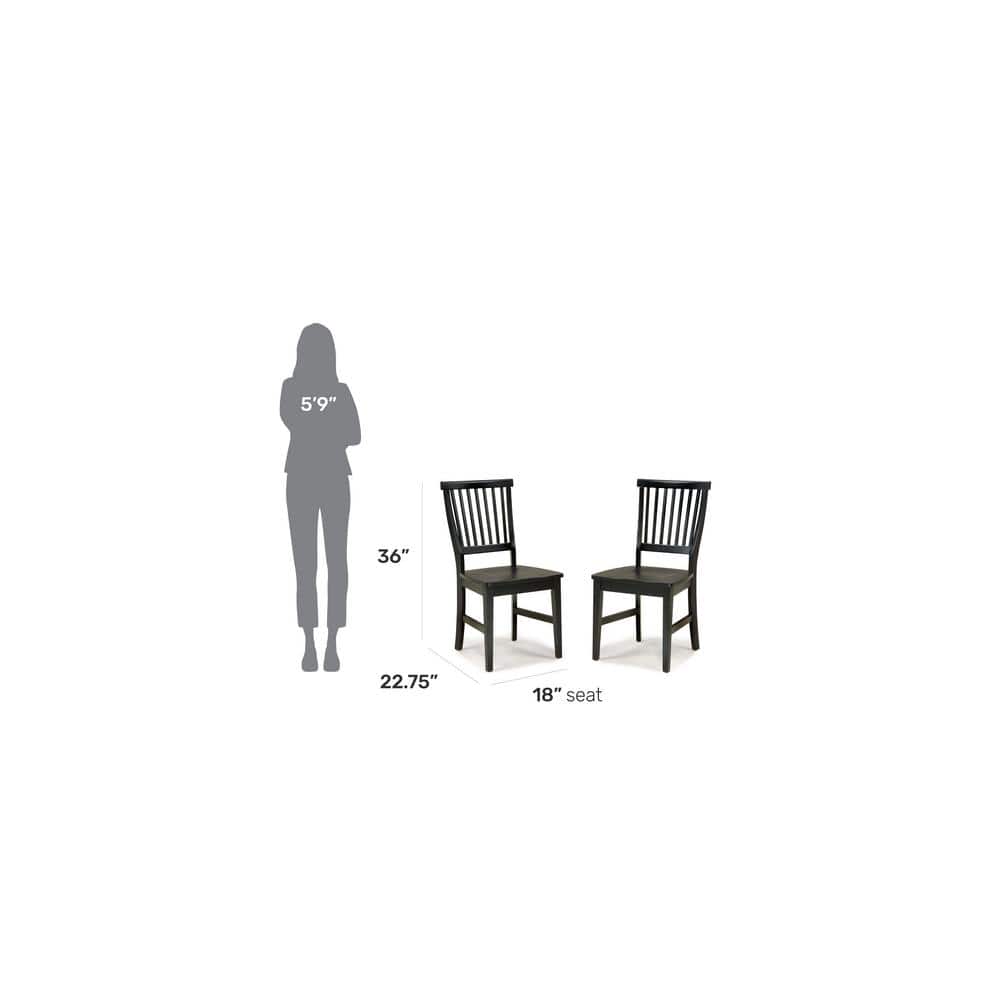 Black High Ladderback Solid Wood Side Chair Set