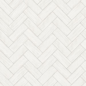 Kaliko White Wood Herringbone Wallpaper