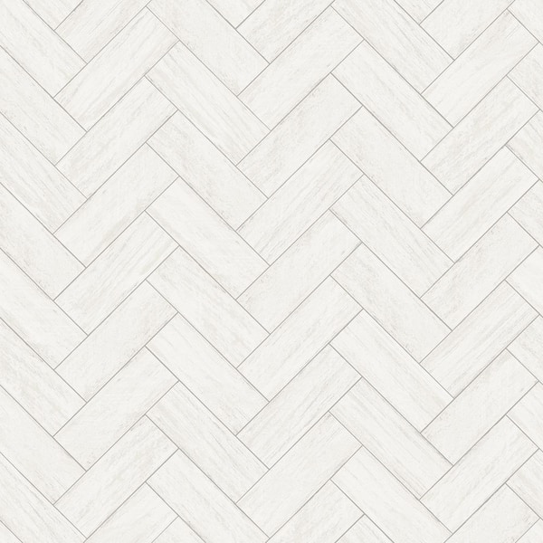 Chesapeake Kaliko White Wood Herringbone Wallpaper Sample