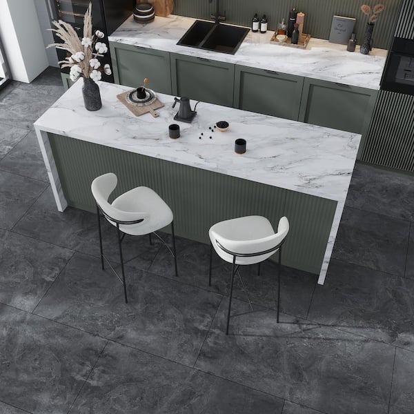Splendor Black 23.7 in. x 47.25 in. Matte Porcelain Large Format Wall and Floor Tile (15.55 sq. ft./case) (2-pack)