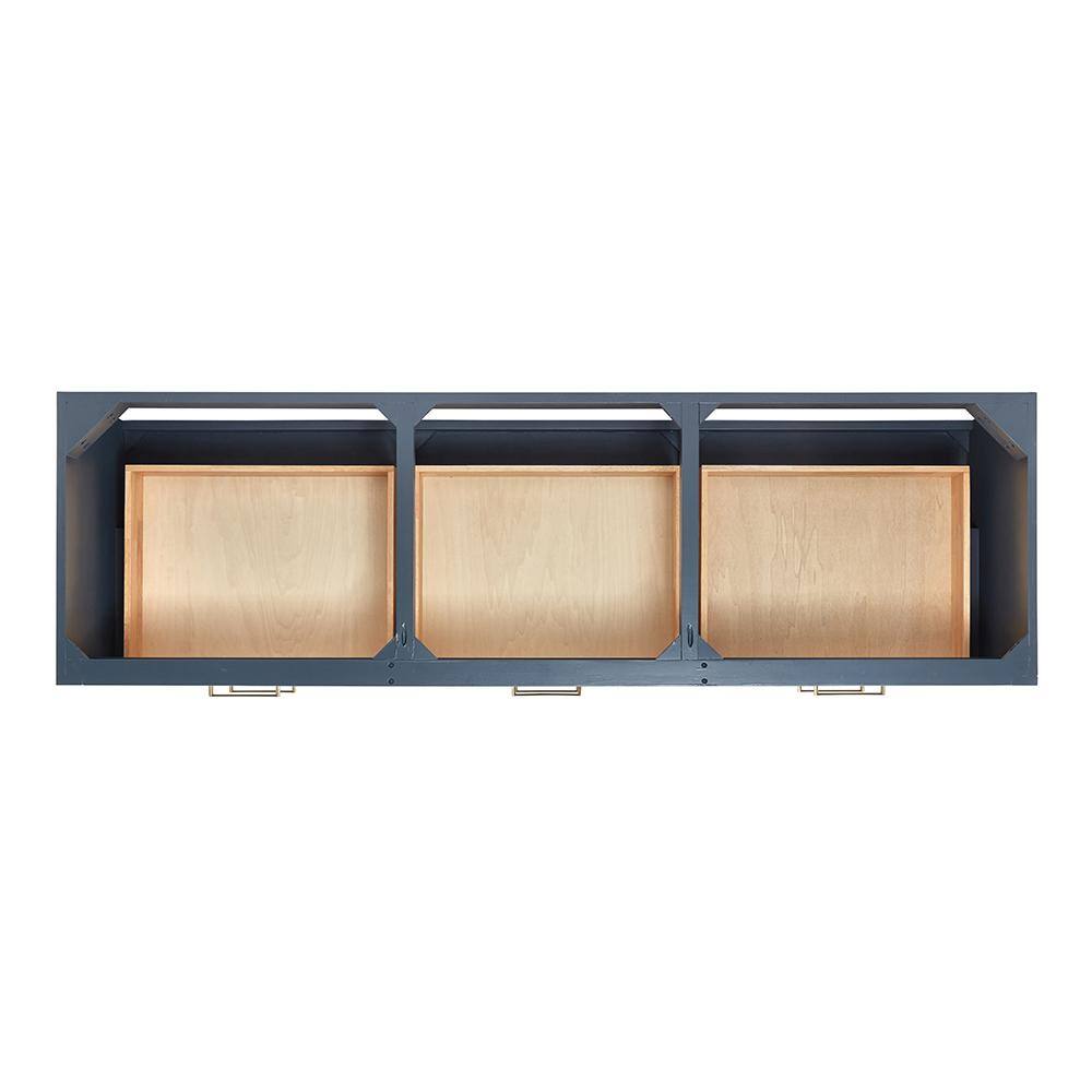 Midnight Blue Wall-Mount Double Vanity with Carrara Marble Top