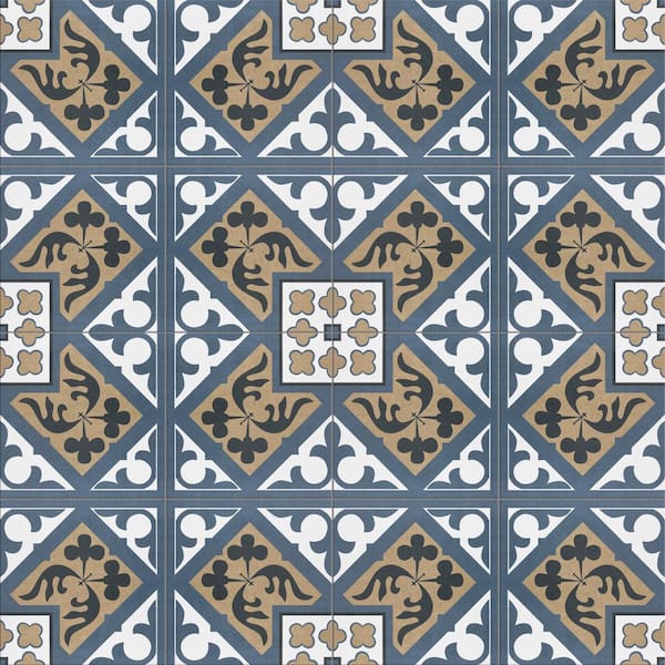Merola Tile Majestic Orleans Angulo Blue 9-3/4 in. x 9-3/4 in. Porcelain Floor and Wall Tile (2.72 sq. ft./Case)