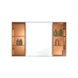 48 in. W x 30 in. H Large Rectangular Gold Framed Aluminium Surface Mount Medicine Cabinet with Mirror