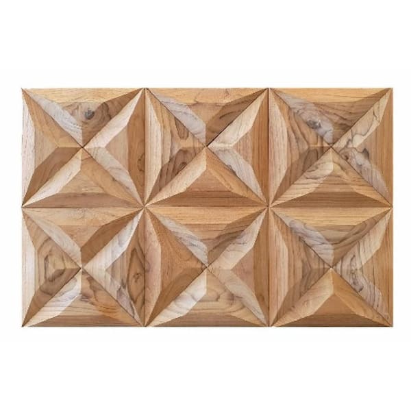 7/8in x 14in Clover Solid Teakwood 3D Wall Panels (Natural)