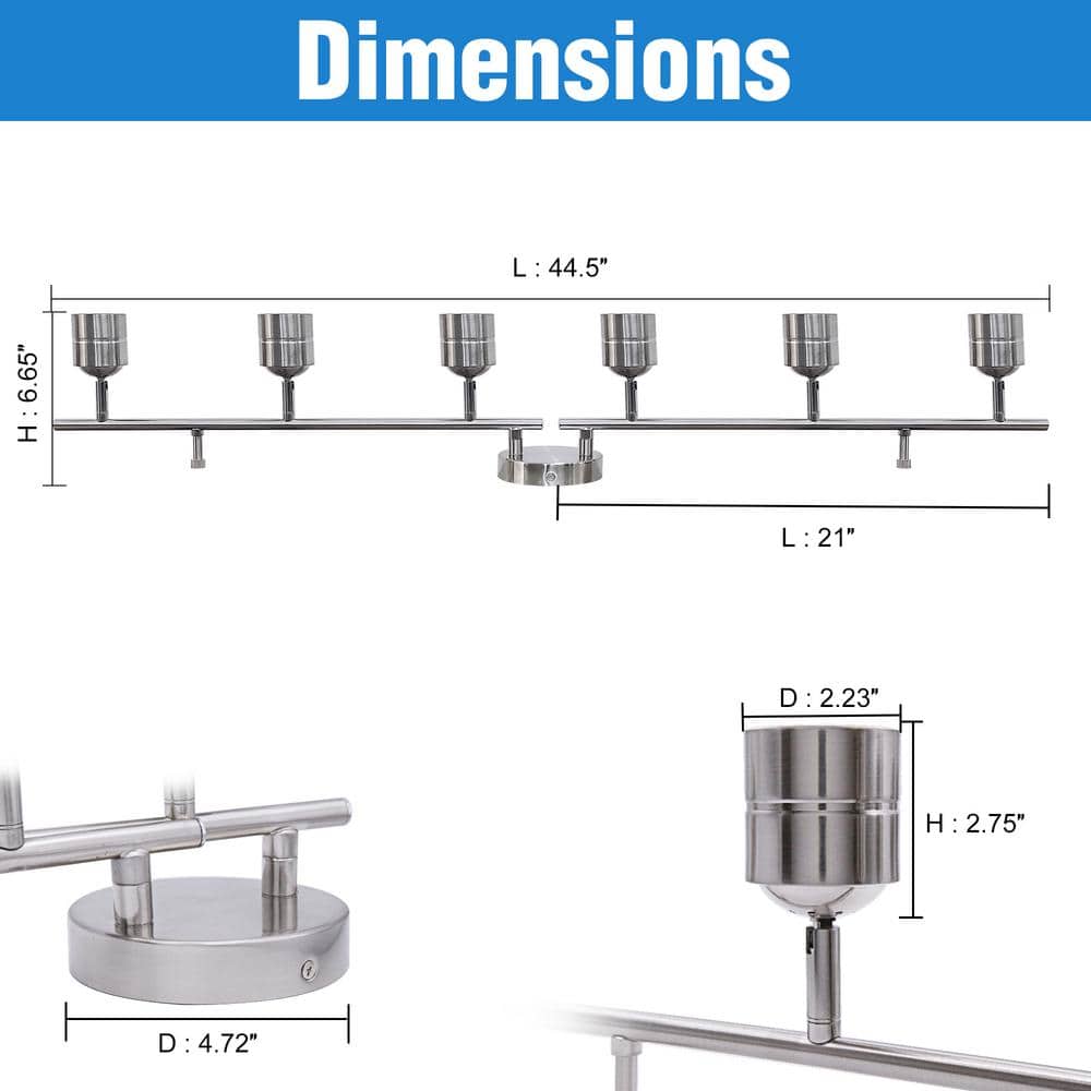 Brushed Nickel 6-Light LED Swivel Track Lighting Kit
