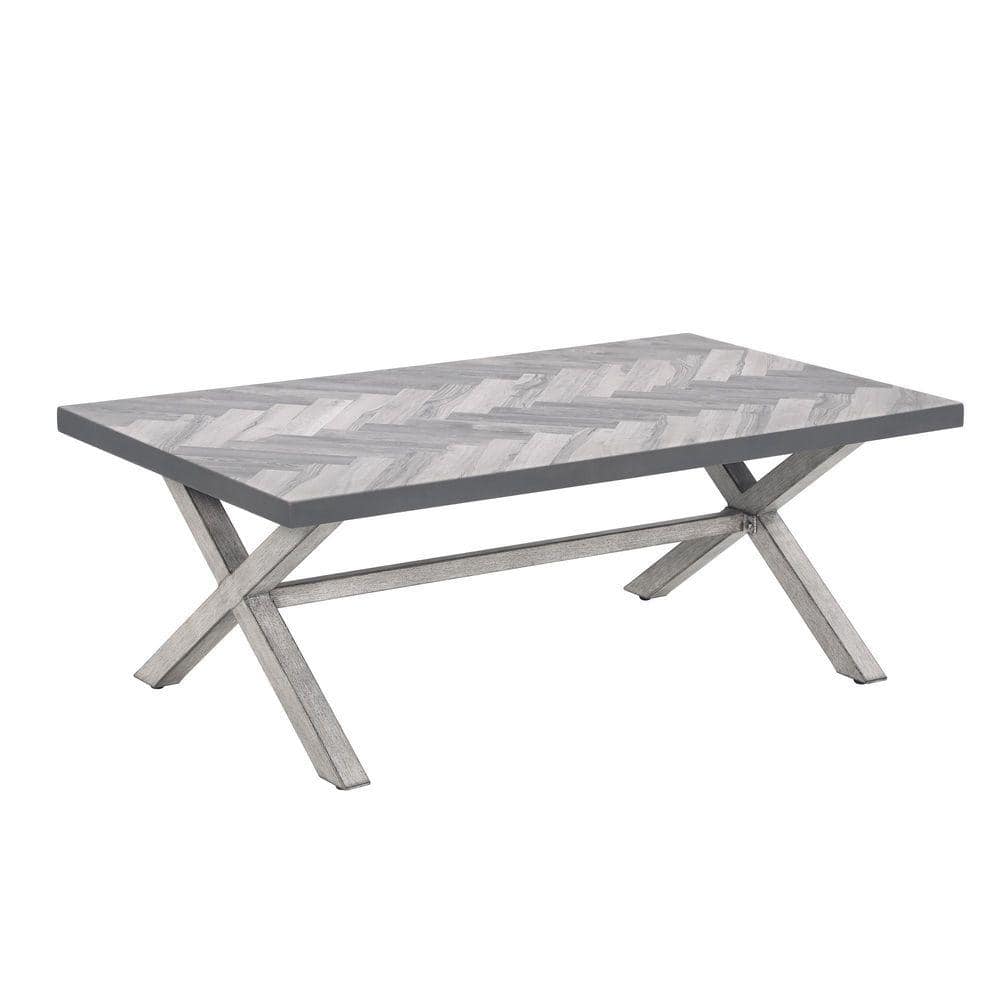 ガーデンテーブル Gray 43 in. Rectangle Aluminum Outdoor Side Table with Resin
