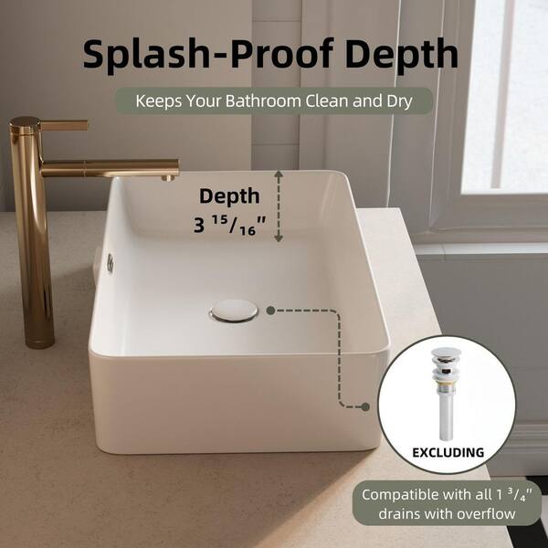 Los Flexi 24 in. x 15 in. Rectangular Vessel Sink with Overflow