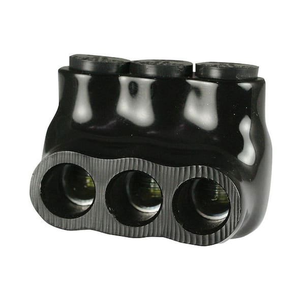 14-2 AWG 3 Port Multi Tap Connector Insulated Single Side Entry, Black Bagged