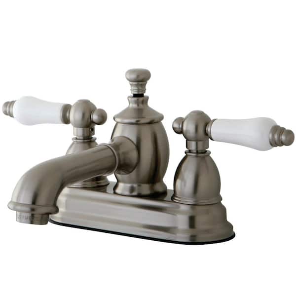 Kingston Brass English Country 4 in. Centerset 2-Handle Bathroom Faucet in Brushed Nickel