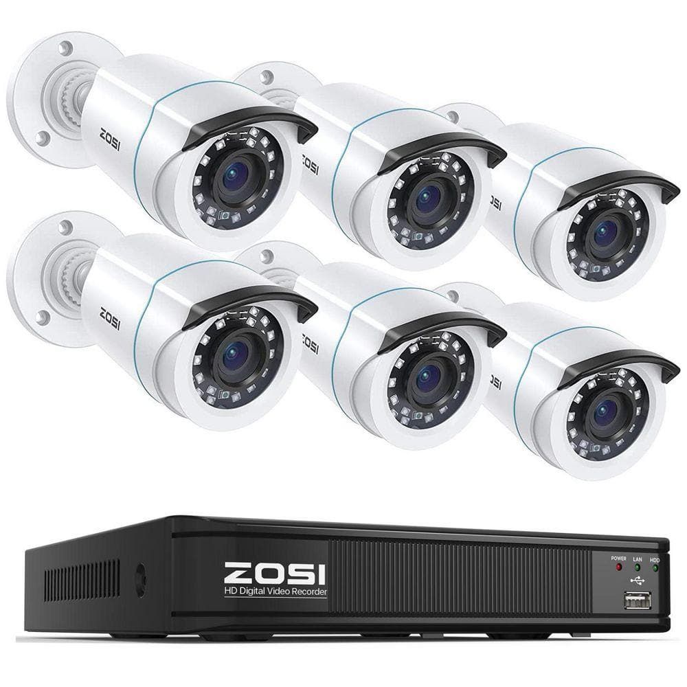 ZOSI 8-Channel 2MP DVR Security Camera System with 6 Wired 1080P