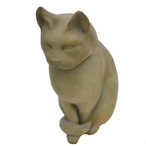 Cast Stone Classic Sitting Cat Garden Statue Weathered Bronze