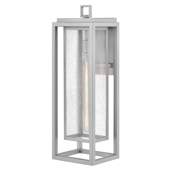 HINKLEY Republic 1-Light Satin Nickel Hardwired Outdoor Wall Lantern Sconce