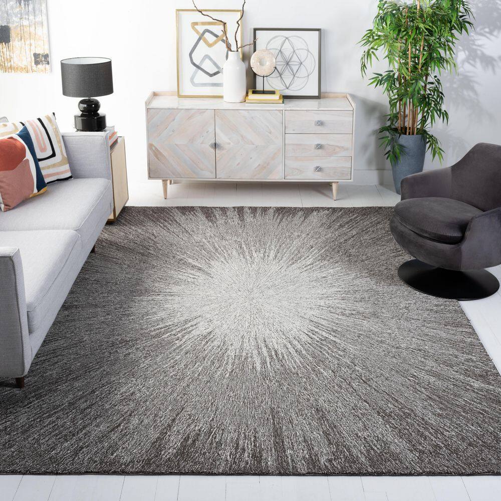 Charcoal and Grey Hand Tufted Wool 8' x 10' Rug