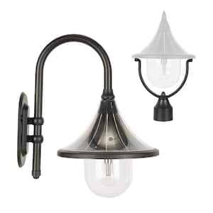 Plaza 1-Light Black Outdoor Warm White Solar Integrated LED Lamp Post Light with 3 in. Fitter and Wall Sconce Options
