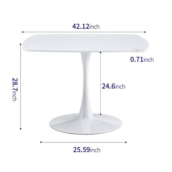 Zeus & Ruta 42 in. x 42 in. x 29 in. White Cross Leg Square Dining