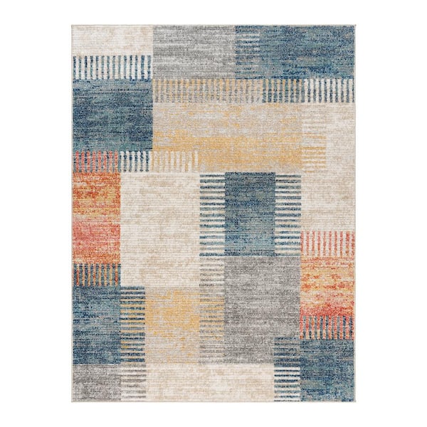 Gertmenian Winsor Julien Multi-Colored 8 ft. x 10 ft. Abstract Patchwork Indoor Area Rug